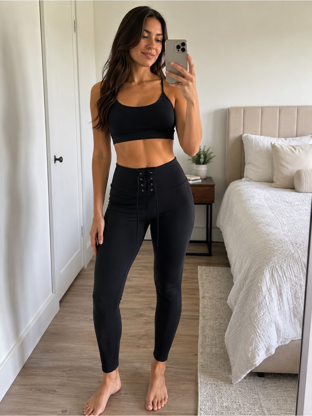 Victoria's Secret Black High-Waist Lace-Up Leggings